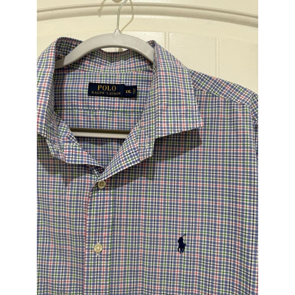 Polo Ralph Lauren Plaid Blue Classic Button Shirt Men's Sz XXL Women Preppy